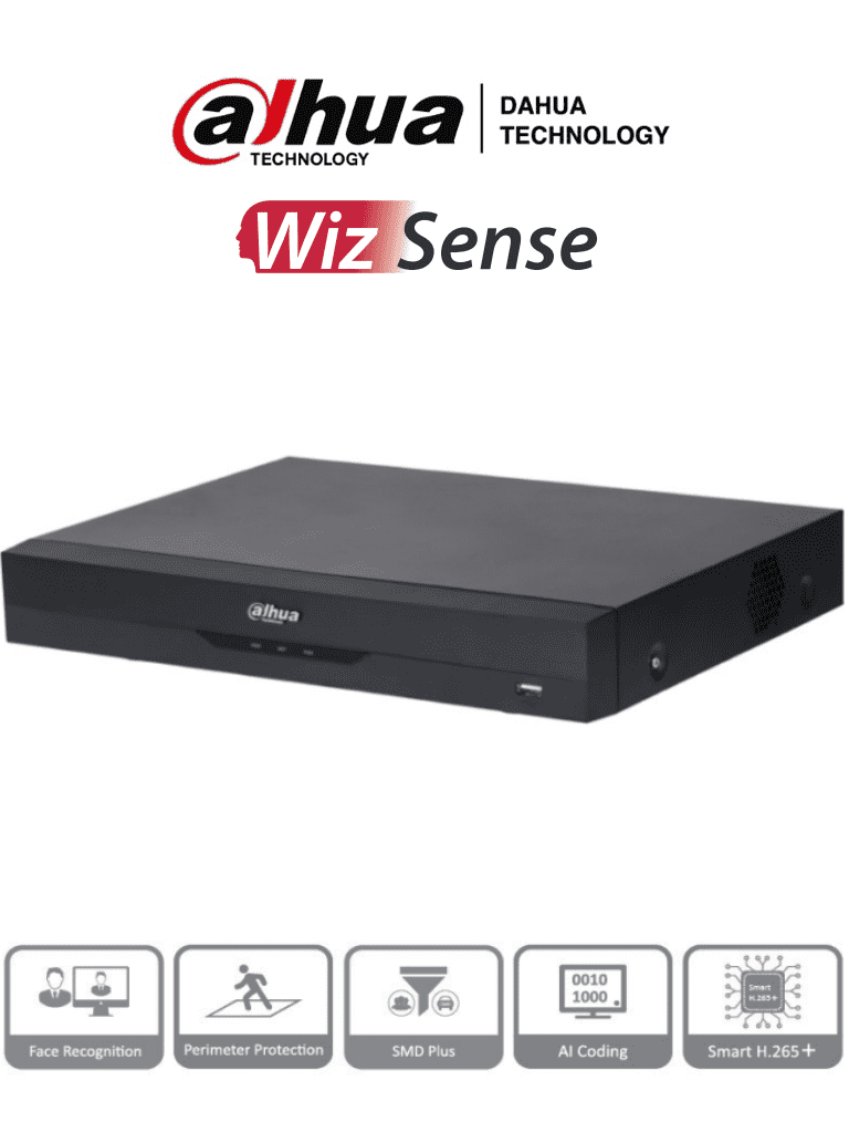 DAHUA XVR5116HE-I3 - DVR de 16 canales 5 MP Lite con WizSense y IA, compresión H.265+, soporta 16 canales HDCVI y hasta 24 canales IP. Incluye 2 canales de reconocimiento facial, 16 entradas de audio, 16&3 E&S de alarma, SMD Plus y funciones IoT&POS. DAHUA XVR5116HE-I3 - DVR de 16 canales 5 MP Lite con WizSense y IA, compresión H.265+, soporta 16 canales HDCVI y hasta 24 canales IP. Incluye 2 canales de reconocimiento facial, 16 entradas de audio, 16&3 E&S de alarma, SMD Plus y funciones IoT&POS.